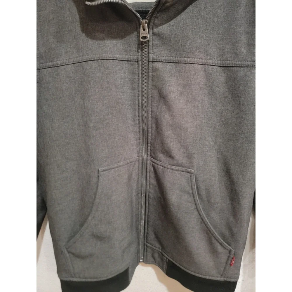 Levi's Men's Sherpa Lined Hooded Softshell Bomber Jacket Charcoal Gray Small - Picture 3 of 12